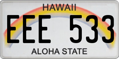 HI license plate EEE533