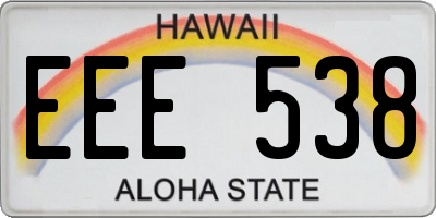 HI license plate EEE538