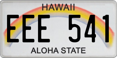 HI license plate EEE541