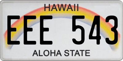 HI license plate EEE543