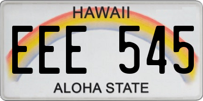 HI license plate EEE545
