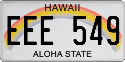 HI license plate EEE549