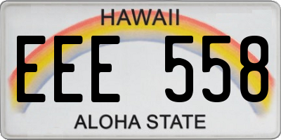 HI license plate EEE558