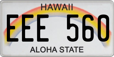 HI license plate EEE560