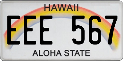 HI license plate EEE567