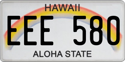 HI license plate EEE580