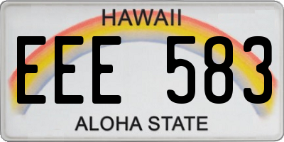 HI license plate EEE583