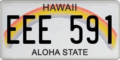 HI license plate EEE591