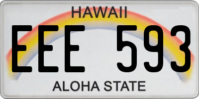HI license plate EEE593