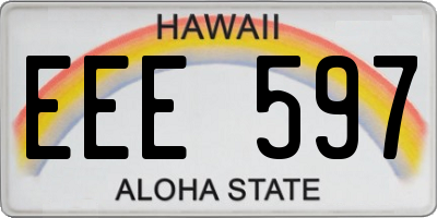 HI license plate EEE597