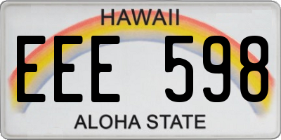 HI license plate EEE598