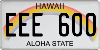 HI license plate EEE600