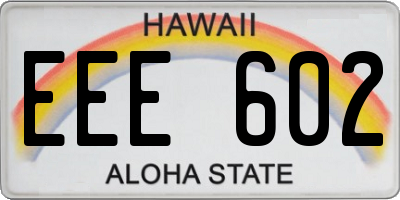 HI license plate EEE602