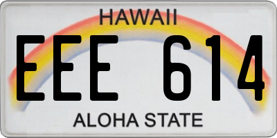 HI license plate EEE614