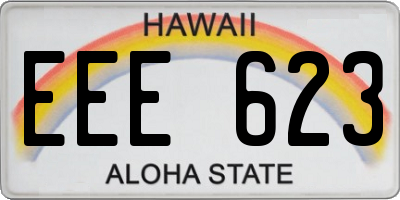 HI license plate EEE623