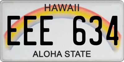 HI license plate EEE634