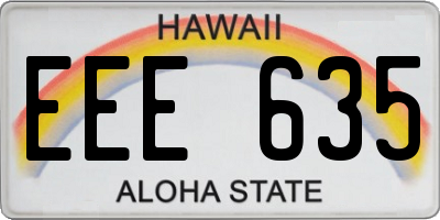 HI license plate EEE635