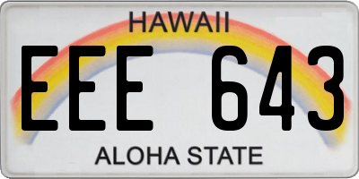 HI license plate EEE643