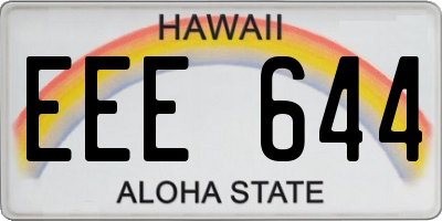 HI license plate EEE644