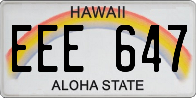 HI license plate EEE647