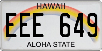 HI license plate EEE649