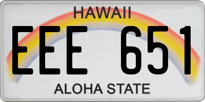 HI license plate EEE651