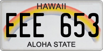 HI license plate EEE653