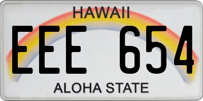 HI license plate EEE654