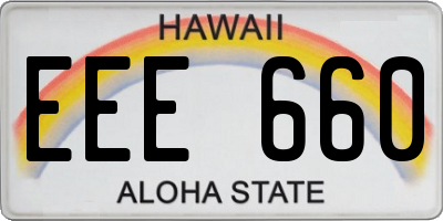 HI license plate EEE660
