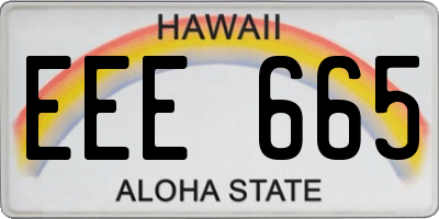HI license plate EEE665
