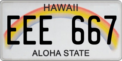 HI license plate EEE667