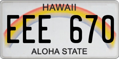 HI license plate EEE670
