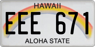 HI license plate EEE671
