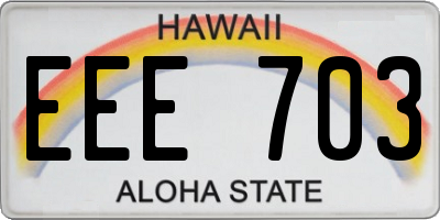 HI license plate EEE703