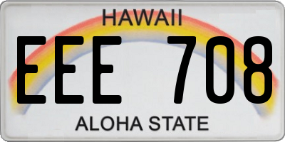 HI license plate EEE708