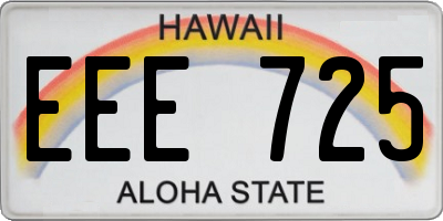 HI license plate EEE725