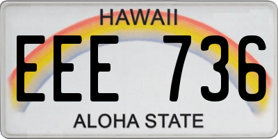 HI license plate EEE736