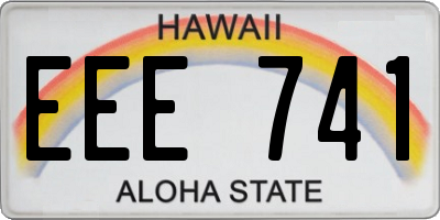 HI license plate EEE741