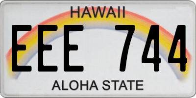 HI license plate EEE744