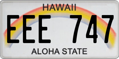 HI license plate EEE747