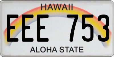 HI license plate EEE753