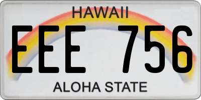 HI license plate EEE756