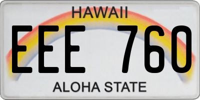 HI license plate EEE760