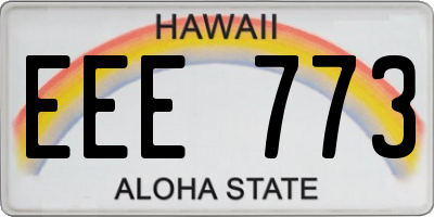 HI license plate EEE773