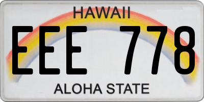 HI license plate EEE778
