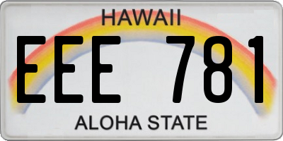 HI license plate EEE781
