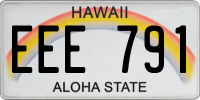HI license plate EEE791