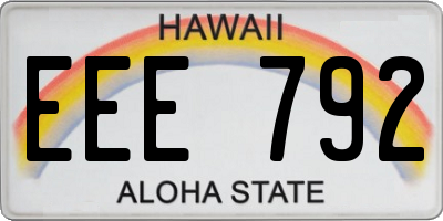 HI license plate EEE792