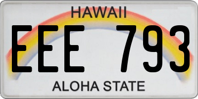 HI license plate EEE793