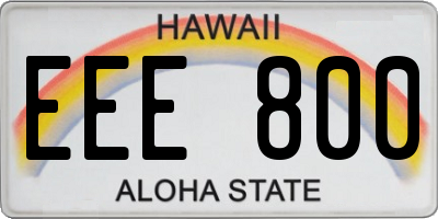 HI license plate EEE800